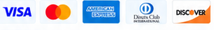 VISA, Mastercard, American Express, Diners Club, Discover